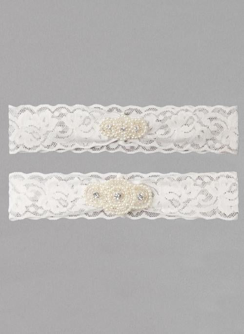 Pearl Applique Vintage Garter Set - The Persnickety Bride